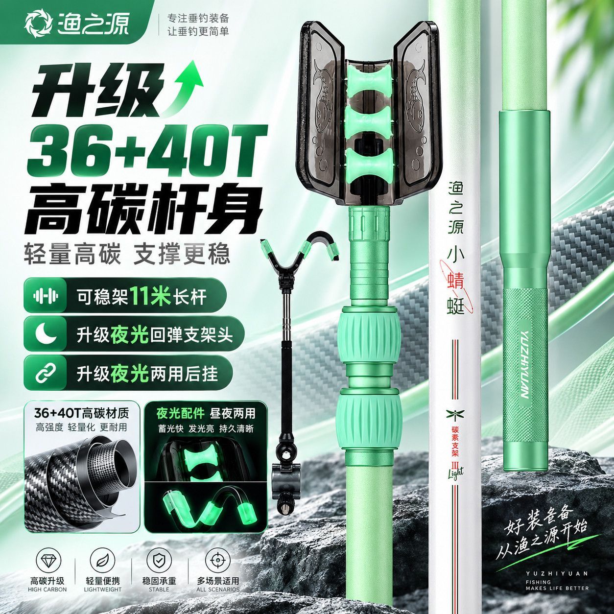 Fishing Rod Carbon Fiber - Yuzhiyuan Supporto per Canna da Pesca